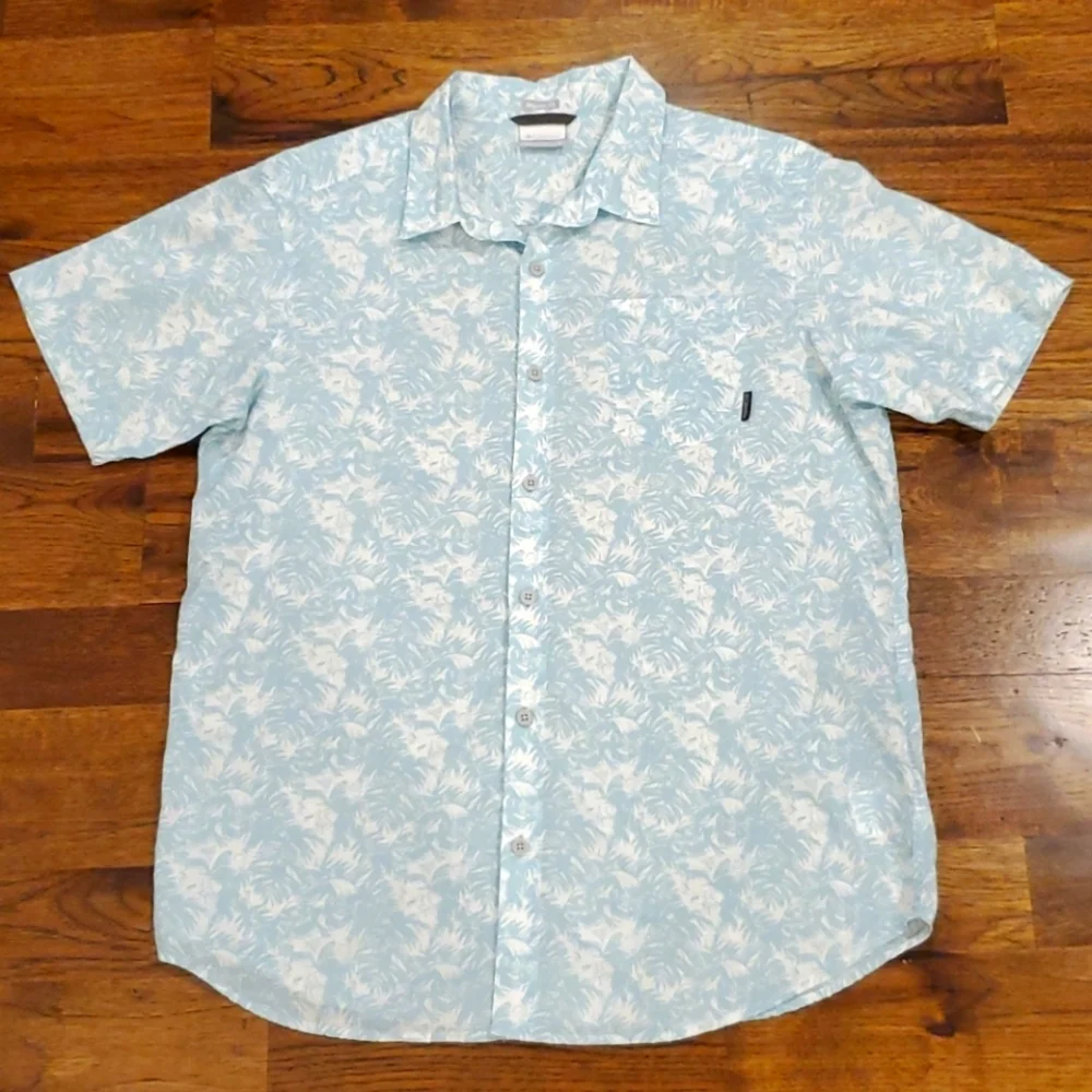 Mens Columbia leaf print button down size L